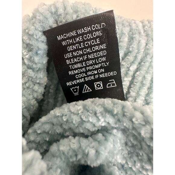 LUV & BLOOM Teal Green Crop Top Sweater Cowl Neck Women's Size Large Y2K - Picture 6 of 6